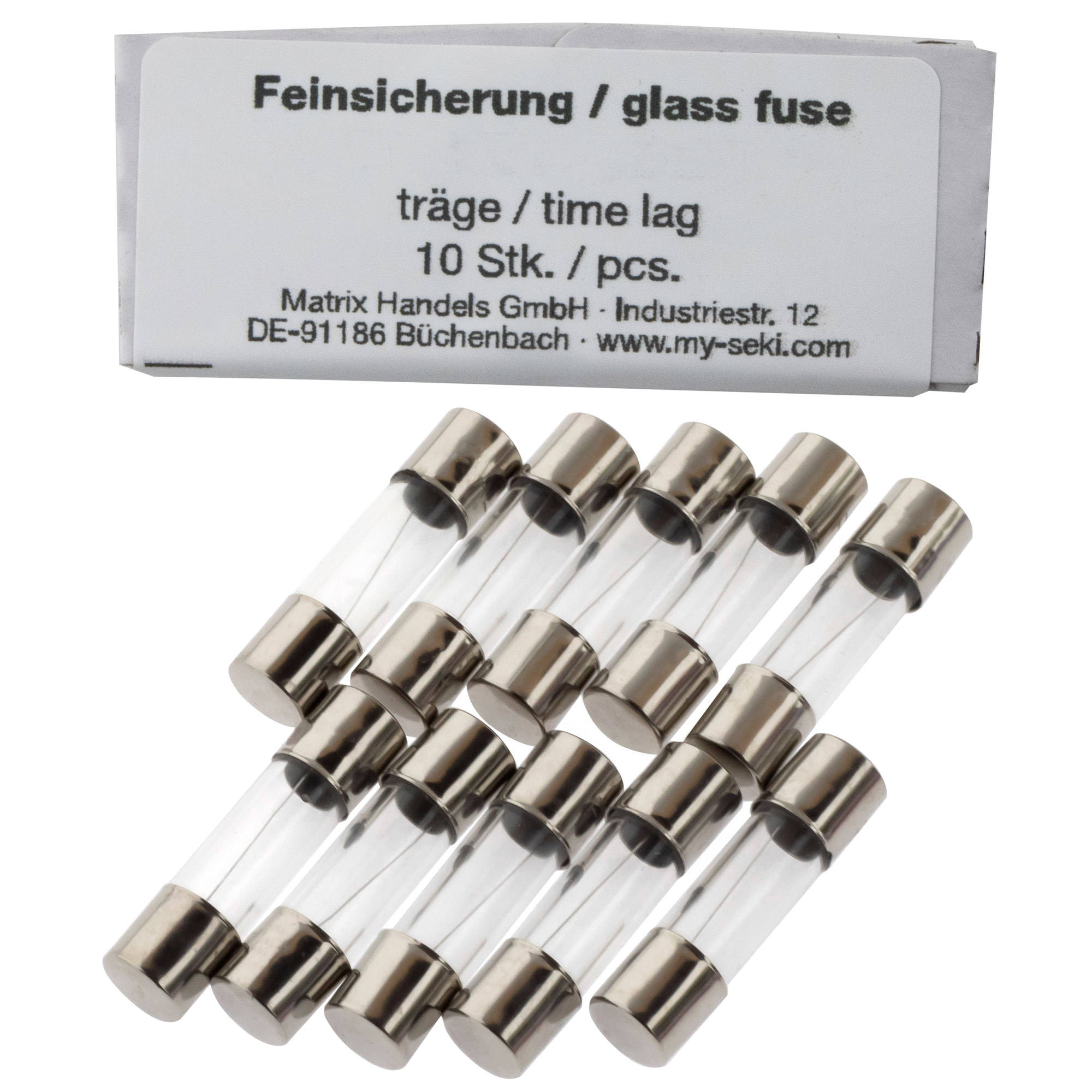 SeKi 10 Stk. Feinsicherung 4 0A 5x20mm Träge - Glassicherung
